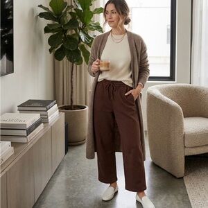 Zara Chocolate Wide Leg SweatPants Size L  NWT